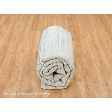 Load image into Gallery viewer, 10&#39;2&quot;x10&#39;2&quot; Ivory, Plain Modern Striae Design Soft Pile, Soft Wool Hand Loomed, Square Oriental Rug FWR392610