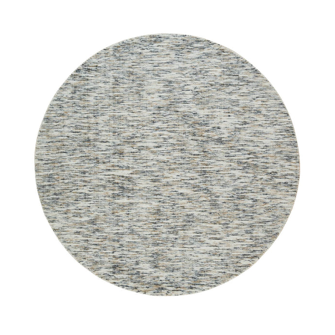 6'x6' Earth Tone Colors, Hand Loomed Modern Striae Design, Soft to the Touch Extra Soft Wool, Round Oriental Rug FWR392640