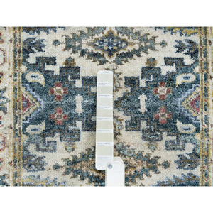 2'7"x13'10" Ivory with Soft Tones, Extra Soft Wool Hand Knotted, Reimagined Persian Viss Design, Plush and Lush Soft Pile, Runner Oriental Rug FWR392664