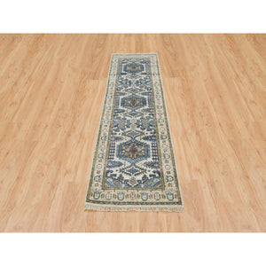 2'5"x8'1" Ivory with Soft Tones, Reimagined Persian Viss Design, Plush and Lush Soft Pile, Natural Wool Hand Knotted, Runner Oriental Rug FWR392676