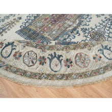 Load image into Gallery viewer, 12&#39;x12&#39; Ivory with Soft Tones, Hand Knotted Reimagined Persian Viss Design, Plush and Lush Soft Pile, Natural Wool, Round Oriental Rug FWR392694