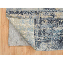 Load image into Gallery viewer, 2&#39;6&quot;x7&#39;9&quot; Blue and Gray, Modern Abstract with Mosaic Design, Wool and Silk Hand Knotted, Runner Oriental Rug FWR392700