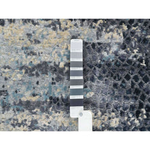 Load image into Gallery viewer, 2&#39;6&quot;x7&#39;9&quot; Blue and Gray, Modern Abstract with Mosaic Design, Wool and Silk Hand Knotted, Runner Oriental Rug FWR392700