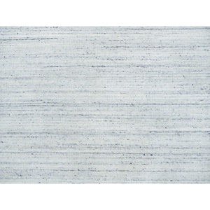 10'1"x14'1" Ivory, Natural Wool Hand Loomed, Plain Modern Striae Design Soft Pile, Oriental Rug FWR392706