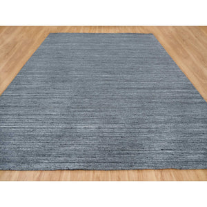 12'1"x15'1" Arsenic Gray, Modern Striae Design Soft Pile, All Wool Hand Loomed, Oversized Oriental Rug FWR392724