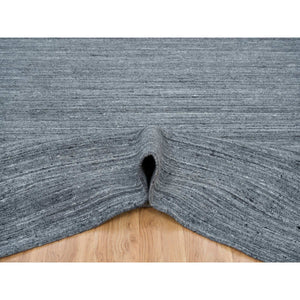 12'1"x15'1" Arsenic Gray, Modern Striae Design Soft Pile, All Wool Hand Loomed, Oversized Oriental Rug FWR392724