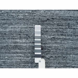 12'1"x15'1" Arsenic Gray, Modern Striae Design Soft Pile, All Wool Hand Loomed, Oversized Oriental Rug FWR392724