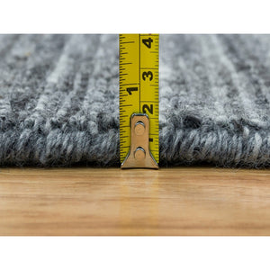 12'1"x15'1" Arsenic Gray, Modern Striae Design Soft Pile, All Wool Hand Loomed, Oversized Oriental Rug FWR392724