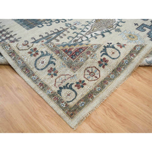 13'10"x16'2" Ivory with Soft Tones, Reimagined Persian Viss Design, Plush and Lush Soft Pile, Extra Soft Wool Hand Knotted, Oversized Oriental Rug FWR392736