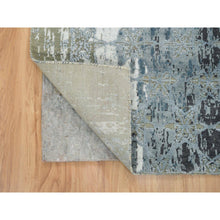 Load image into Gallery viewer, 2&#39;7&quot;x12&#39; Gray and Blue, Hand Knotted Wool and Silk, THE HONEYCOMB Award Winning Design, Runner Oriental Rug FWR392748