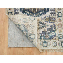 Load image into Gallery viewer, 2&#39;x3&#39; Ivory with Soft Tones, Natural Wool Hand Knotted, Reimagined Persian Viss Design, Plush and Lush Soft Pile, Mat Oriental Rug FWR392760