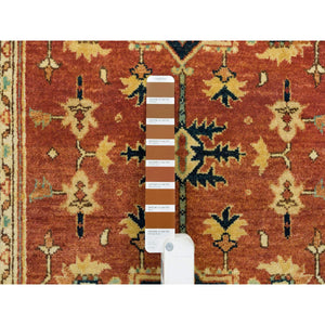 2'7"x10'3" Terracotta Red, Antiqued Fine Heriz Re-Creation, Natural Dyes Densely Woven, Natural Wool Hand Knotted, Runner Oriental Rug FWR392790