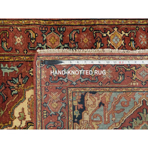 2'6"x10'1" Terracotta Red, Hand Knotted, Antiqued Fine Heriz Re-Creation, Densely Woven, Natural Dyes, Soft Wool, Runner Oriental Rug FWR392796