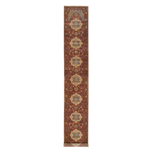 Load image into Gallery viewer, 2&#39;7&quot;x18&#39; Terracotta Red, Hand Knotted, Antiqued Fine Heriz Re-Creation, Densely Woven, Natural Dyes, Organic Wool, XL Runner Oriental Rug FWR392820