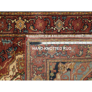 2'7"x18' Terracotta Red, Hand Knotted, Antiqued Fine Heriz Re-Creation, Densely Woven, Natural Dyes, Organic Wool, XL Runner Oriental Rug FWR392820