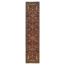 Load image into Gallery viewer, 2&#39;7&quot;x12&#39; Rust Red, Hand Knotted Antiqued Sarouk Re-Creation, Natural Dyes Densely Woven, 100% Wool, Runner Oriental Rug FWR392838