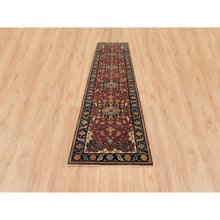Load image into Gallery viewer, 2&#39;7&quot;x12&#39; Rust Red, Hand Knotted Antiqued Sarouk Re-Creation, Natural Dyes Densely Woven, 100% Wool, Runner Oriental Rug FWR392838