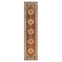 Load image into Gallery viewer, 2&#39;7&quot;x12&#39; Terracotta Red, Antiqued Fine Heriz Re-Creation, Natural Dyes Dense Weave, Organic Wool Hand Knotted, Runner Oriental Rug FWR392856