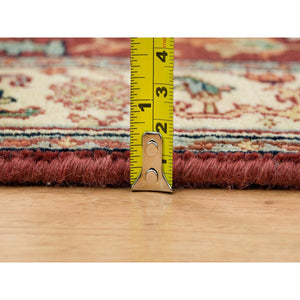 2'7"x12' Terracotta Red, Antiqued Fine Heriz Re-Creation, Natural Dyes Dense Weave, Organic Wool Hand Knotted, Runner Oriental Rug FWR392856