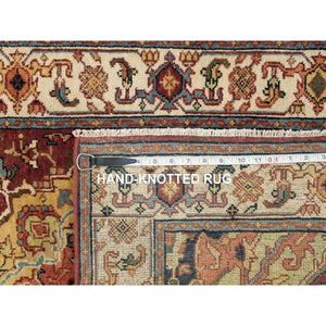 2'7"x12' Terracotta Red, Antiqued Fine Heriz Re-Creation, Natural Dyes Dense Weave, Organic Wool Hand Knotted, Runner Oriental Rug FWR392856