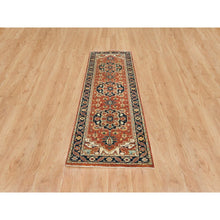 Load image into Gallery viewer, 2&#39;7&quot;x8&#39;1&quot; Terracotta Red, Natural Dyes Densely Woven, 100% Wool Hand Knotted, Antiqued Fine Heriz Re-Creation, Runner Oriental Rug FWR392874