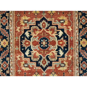 2'7"x8'1" Terracotta Red, Natural Dyes Densely Woven, 100% Wool Hand Knotted, Antiqued Fine Heriz Re-Creation, Runner Oriental Rug FWR392874