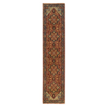 Load image into Gallery viewer, 2&#39;7&quot;x12&#39;1&quot; Terracotta Red, Hand Knotted Antiqued Fine Heriz Re-Creation, Natural Dyes Dense Weave, Organic Wool, Runner Oriental Rug FWR392892