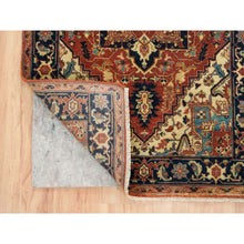 Load image into Gallery viewer, 2&#39;7&quot;x12&#39;1&quot; Terracotta Red, Hand Knotted Antiqued Fine Heriz Re-Creation, Natural Dyes Dense Weave, Organic Wool, Runner Oriental Rug FWR392892