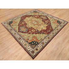 Load image into Gallery viewer, 8&#39;1&quot;x8&#39;1&quot; Terracotta Red, Hand Knotted Antiqued Fine Heriz Re-Creation, Natural Dyes Dense Weave, Soft Wool, Square Oriental Rug FWR392988