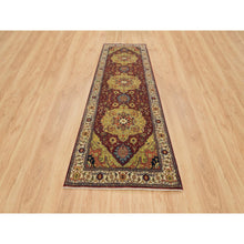 Load image into Gallery viewer, 3&#39;10&quot;x12&#39;1&quot; Terracotta Red, Pure Wool Hand Knotted, Antiqued Fine Heriz Re-Creation, Natural Dyes Densely Woven, Wide Runner Oriental Rug FWR392994
