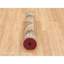 Load image into Gallery viewer, 3&#39;10&quot;x12&#39;1&quot; Terracotta Red, Pure Wool Hand Knotted, Antiqued Fine Heriz Re-Creation, Natural Dyes Densely Woven, Wide Runner Oriental Rug FWR392994
