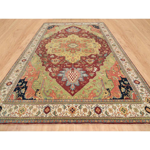 12'x18'2" Terracotta Red, Densely Woven Natural Dyes, Organic Wool Hand Knotted, Antiqued Fine Heriz Re-Creation, Oversized Oriental Rug FWR393012