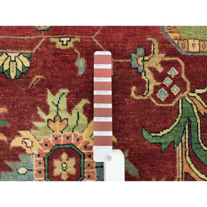 12'x18'2" Terracotta Red, Densely Woven Natural Dyes, Organic Wool Hand Knotted, Antiqued Fine Heriz Re-Creation, Oversized Oriental Rug FWR393012