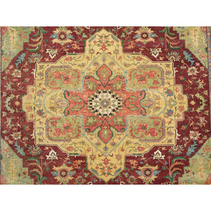 12'x18'2" Terracotta Red, Densely Woven Natural Dyes, Organic Wool Hand Knotted, Antiqued Fine Heriz Re-Creation, Oversized Oriental Rug FWR393012