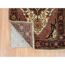 Load image into Gallery viewer, 2&#39;6&quot;x22&#39; Ivory, Antiqued Fine Heriz, Re-Creation, Hand Knotted, Natural Wool, XL Runner Oriental Rug FWR393030