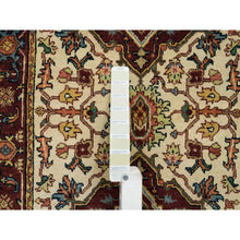 Load image into Gallery viewer, 2&#39;6&quot;x22&#39; Ivory, Antiqued Fine Heriz, Re-Creation, Hand Knotted, Natural Wool, XL Runner Oriental Rug FWR393030