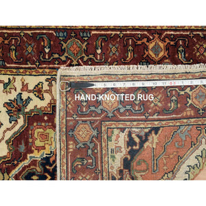 2'6"x22' Ivory, Antiqued Fine Heriz, Re-Creation, Hand Knotted, Natural Wool, XL Runner Oriental Rug FWR393030