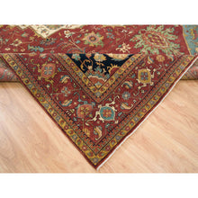 Load image into Gallery viewer, 12&#39;x15&#39;2&quot; Terracotta Red, Antiqued Fine Heriz Re-Creation, Densely Woven Natural Dyes, Hand Knotted Soft Wool, Oversized Oriental Rug FWR393054