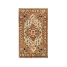 Load image into Gallery viewer, 3&#39;x5&#39;1&quot; Ivory, Natural Dyes Dense Weave, Organic Wool Hand Knotted, Antiqued Fine Heriz Re-Creation, Oriental Rug FWR393174