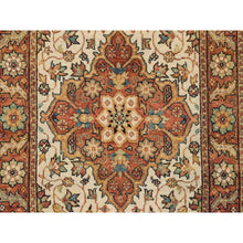 Load image into Gallery viewer, 3&#39;x5&#39;1&quot; Ivory, Natural Dyes Dense Weave, Organic Wool Hand Knotted, Antiqued Fine Heriz Re-Creation, Oriental Rug FWR393174