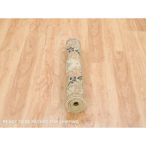 3'x5'1" Ivory, Natural Dyes Dense Weave, Organic Wool Hand Knotted, Antiqued Fine Heriz Re-Creation, Oriental Rug FWR393174