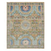 Load image into Gallery viewer, 8&#39;3&quot;x10&#39; Colorful, Textured Wool with Silk, Hand Knotted, Mamluk Design with Geometric Medallions, Oriental Rug FWR393240