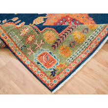 Load image into Gallery viewer, 7&#39;10&quot;x10&#39; Navy Blue, Colorful Samarkand Design Thick and Plush, Pure Wool Hand Knotted, Oriental Rug FWR393252