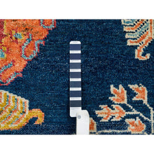 Load image into Gallery viewer, 7&#39;10&quot;x10&#39; Navy Blue, Colorful Samarkand Design Thick and Plush, Pure Wool Hand Knotted, Oriental Rug FWR393252