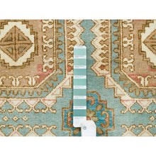 Load image into Gallery viewer, 9&#39;1&quot;x12&#39;1&quot; Turquoise/Brown, Hand Knotted Pure Wool, Caucasian Gul Motifs with a Distinct Abrash, Natural Dyes Oriental Rug FWR393258