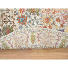 Load image into Gallery viewer, 5&#39;4&quot;x5&#39;4&quot; Beige Hand Knotted Directional Vase Design Silk with Textured Wool Round Rug FWR393288