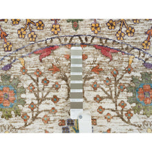 Load image into Gallery viewer, 5&#39;4&quot;x5&#39;4&quot; Beige Hand Knotted Directional Vase Design Silk with Textured Wool Round Rug FWR393288