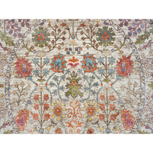 Load image into Gallery viewer, 5&#39;4&quot;x5&#39;4&quot; Beige Hand Knotted Directional Vase Design Silk with Textured Wool Round Rug FWR393288
