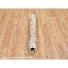 Load image into Gallery viewer, 5&#39;4&quot;x5&#39;4&quot; Beige Hand Knotted Directional Vase Design Silk with Textured Wool Round Rug FWR393288