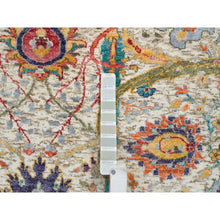 Load image into Gallery viewer, 5&#39;x5&#39; Tan,Sickle Leaf Design,Hand Knotted Silk With Textured Wool ,Round Oriental Rug FWR393294